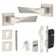 image 1 of Golden Grace Modern Aura Euro Lock Door Handles in Satin Nickel Finish with 70mm Key and Barrell Grey