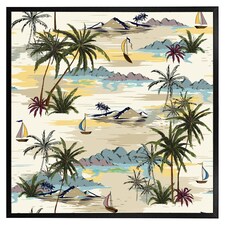 Palm & sailboats (Picture Frame) Black | XS