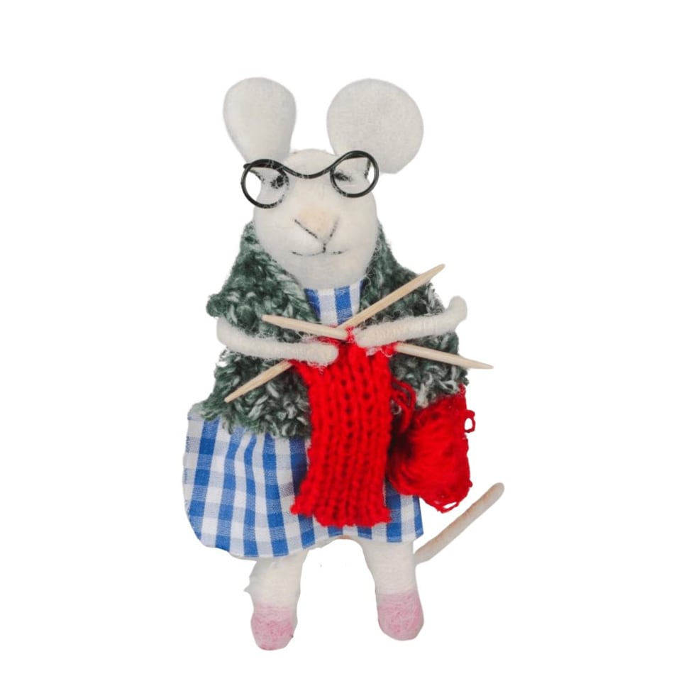 Originals Felt Knitting Mouse Christmas Tree Decoration
