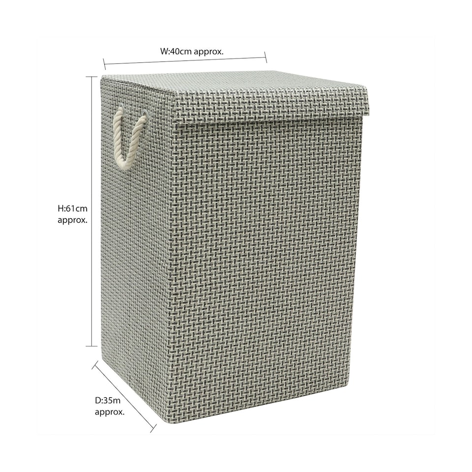 image 1 of JVL Silva Fabric Foldable Laundry Hamper with Lid and Handles, Grey Grey