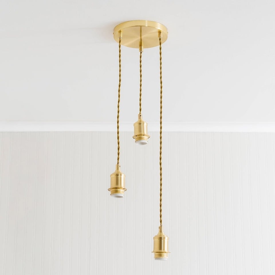 image 1 of ValueLights Shaw Cluster Drop 3 Way Brushed Gold Adjustable Pendant Ceiling Light | Gold