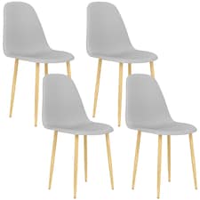 HOMCOM Dining Chairs Set of 4 w/ Curved Back, Steel Legs, Grey Grey