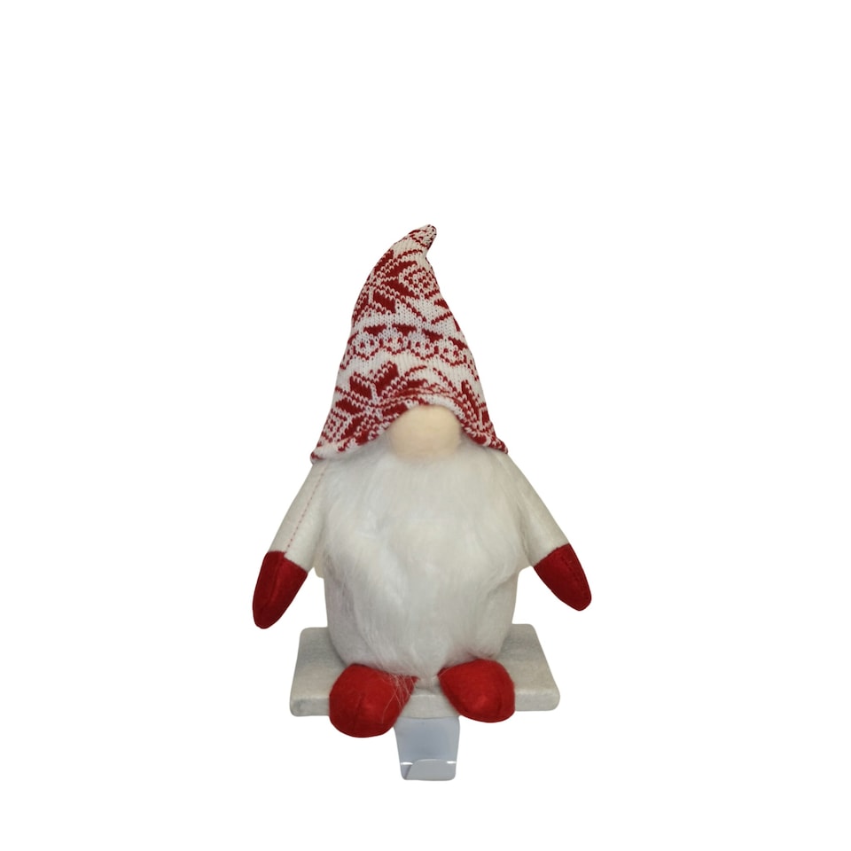 image 1 of 30cm Plush Gnome Gonk Christmas Stocking Holder Decoration with White Body