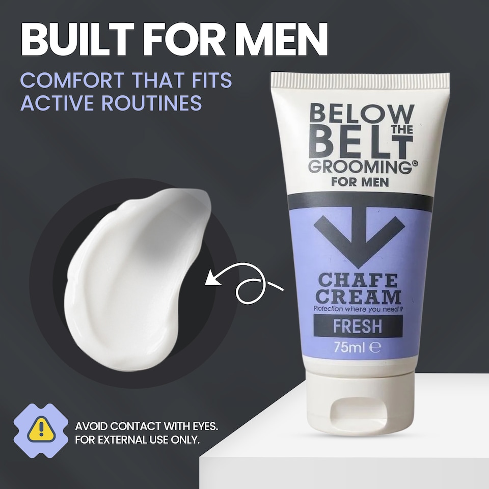 image 1 of Below The Belt Mens Anti Chaffing Cream, Fresh Scent 75ml TRIO