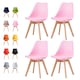 image 1 of Set of 4 Dining Chairs with Solid Wooden Legs and Seat Cushion Pads in Pink- Eva by MCC