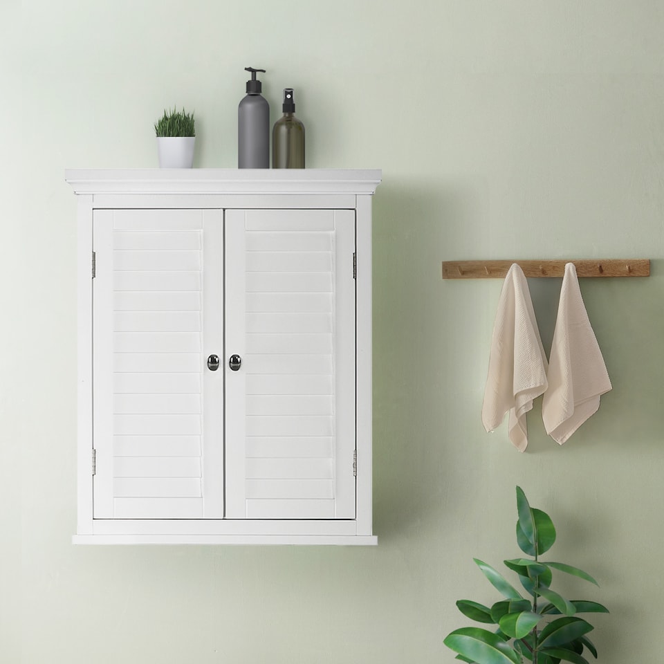 image 1 of Teamson Home Wooden Bathroom Wall Cabinet 2 Doors White