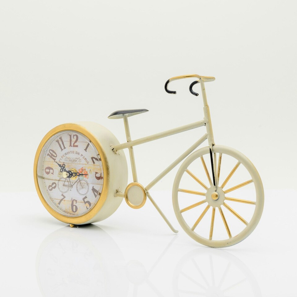 image 1 of Hometime Mantel Clock Bicycle Grey | Blue