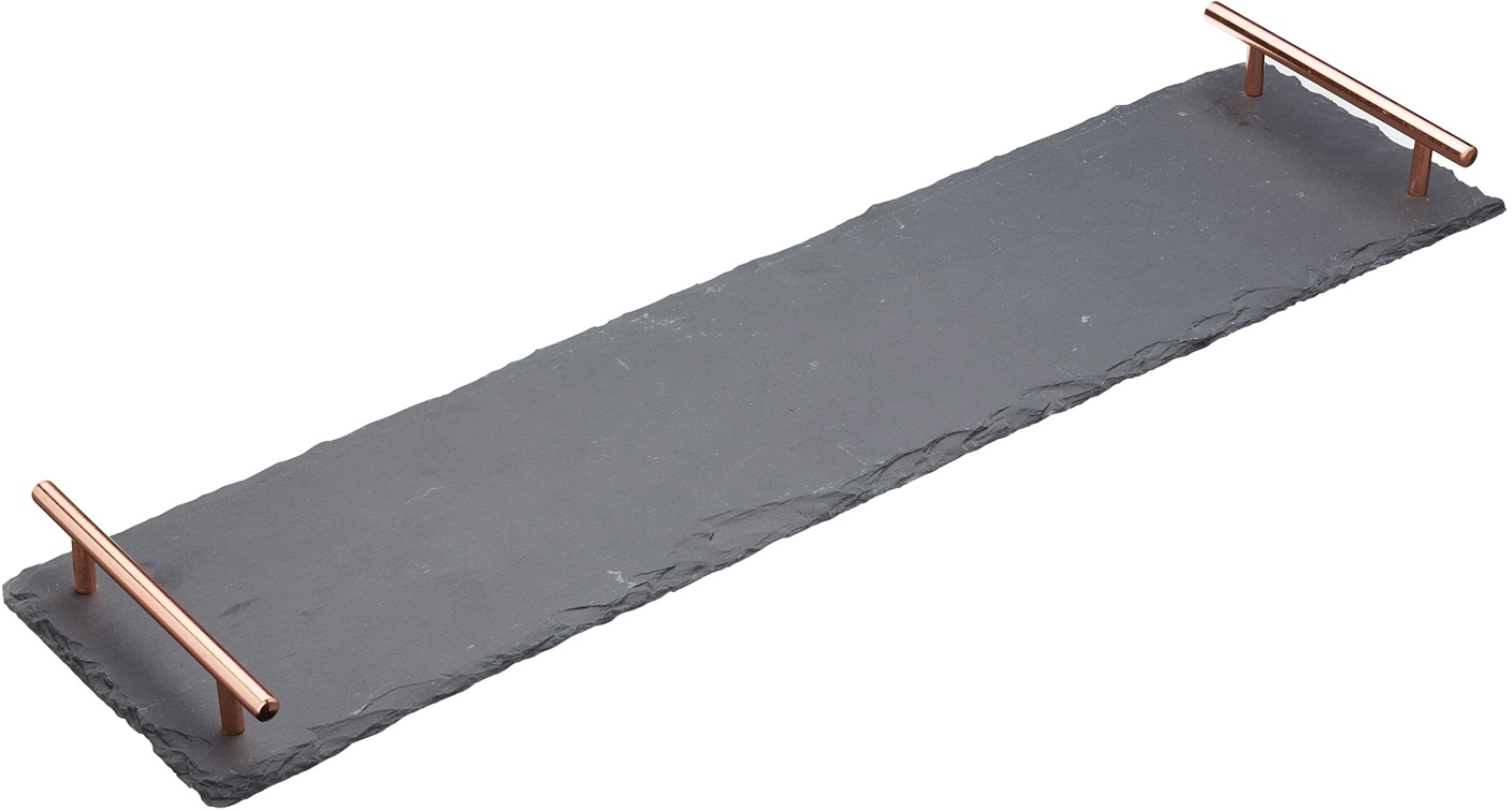 Artesa Serving Platter Slate with Copper Coloured Handles, Gift Boxed