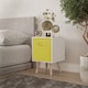 image 2 of White 1-Drawer Cube Shelving Unit with Scandinavian Legs | Yellow | Yellow & Pine | 1