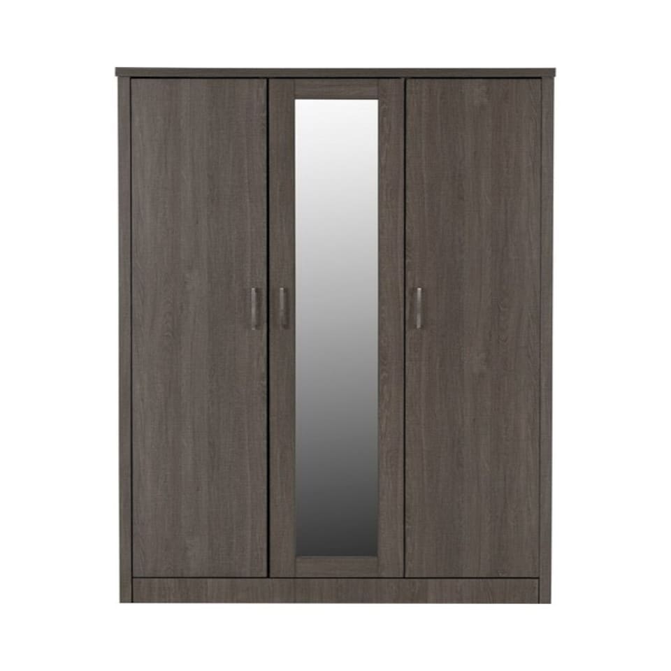 image 1 of Lisbon 3 Door Wardrobe - L53.5 x W120 x H187 cm - Black Wood Grain Grey