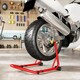 image 8 of HOMCOM Motorcycle Rear Wheel Stand, 544 kg Capacity Heavy Duty Steel Motorbike Motorcycle Paddock Stand Lift with Adjustable U + L Forks, Wheels, Non-Slip Pads for Workshop Garage Repair, Red