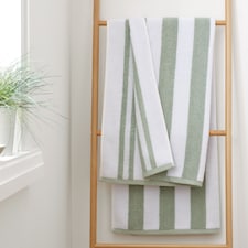 Bianca Reversible Stripe Cotton Jacquard Bath Sheet | Green | Sage Green | Bath sheet