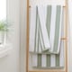 image 1 of Bianca Reversible Stripe Cotton Jacquard Bath Sheet | Green | Sage Green | Bath sheet