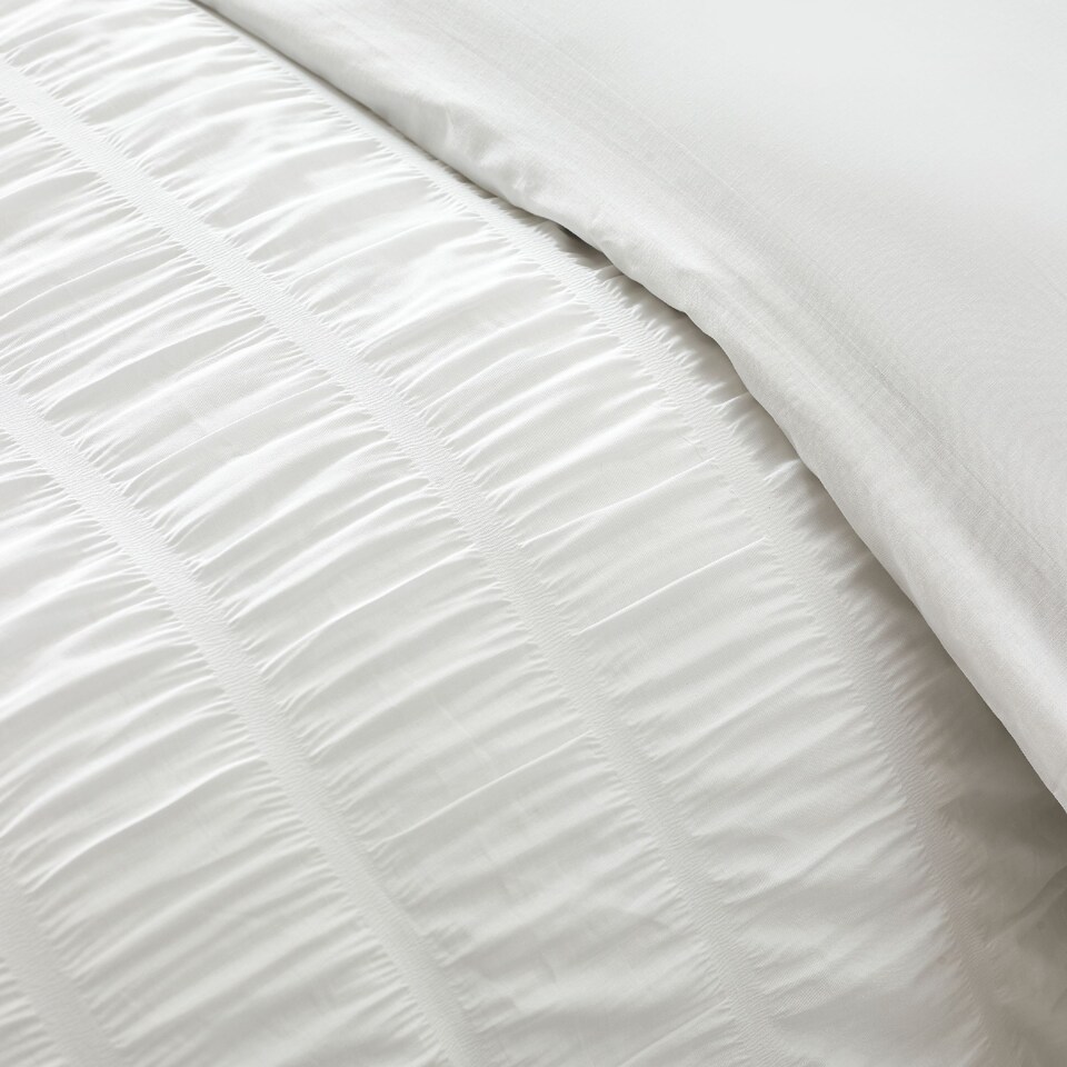 image 1 of Seersucker Frill Duvet Cover Set | White