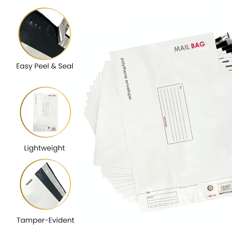 image 1 of Pack of 10 Small Polythene Mailing Bags 16x23cm – Secure Peel & Seal Envelopes