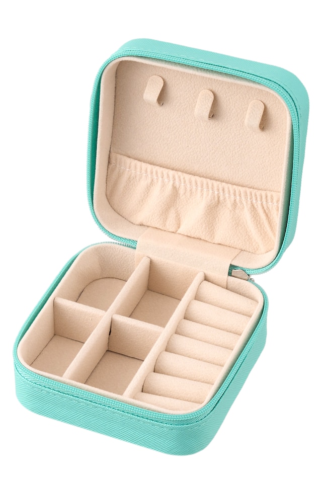 image 1 of Living and Home Portable Jewelry Organizer Box with Multiple Compartments-Green | Green