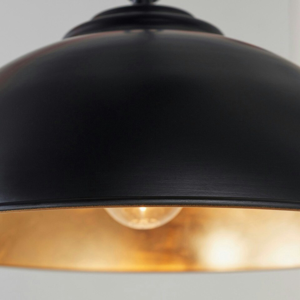 image 1 of Colman 1 Light Dome Ceiling Pendant Matt Black, Gold Leaf, E27