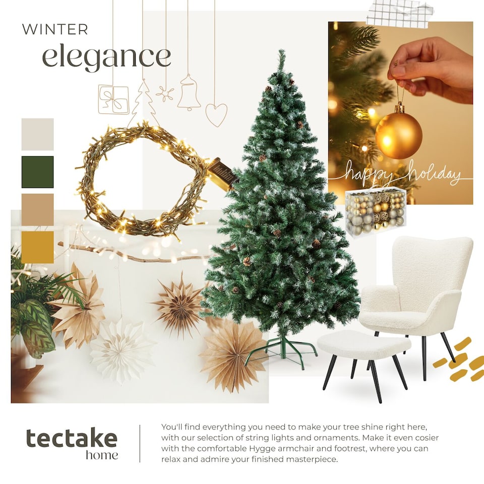 image 1 of Christmas Tree - artificial Christmas tree with frosted tips, pine cones, and metal stand | Green | green | 1