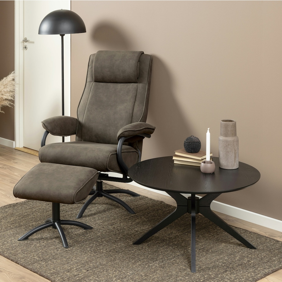 image 1 of I_Duncan Round Coffee Tablein Black 80x45cm