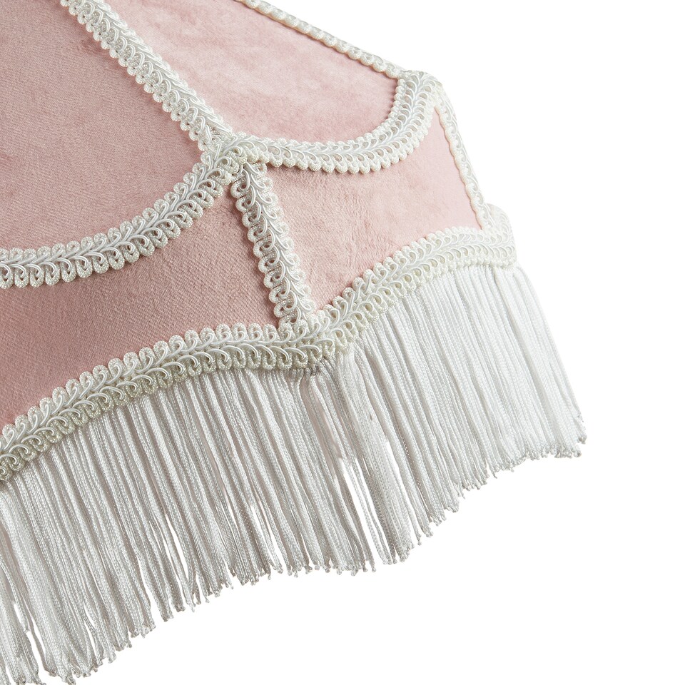 image 1 of Traditional Victorian Empire Lampshade in Soft Blush Pink Velvet with Tassels | Pink