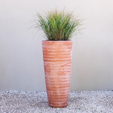 Primrose Terracotta Red Tapered Tall Outdoor Cylinder Planter with Drainage 100cm