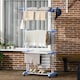 image 7 of HOMCOM Foldable Clothes Drying Rack Steel Garment Dryer with Casters Blue