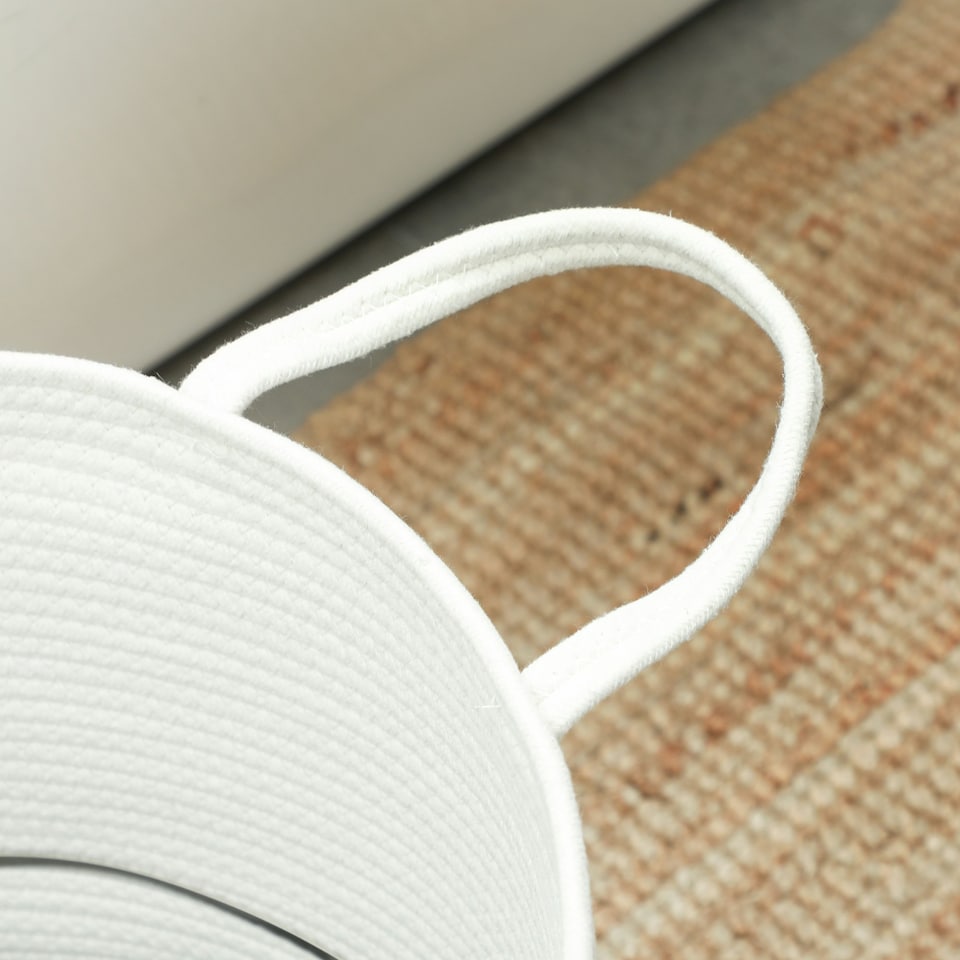 image 1 of HOMCOM 36L Cotton Rope Laundry Basket with Handles for Pillows Clothes Cream