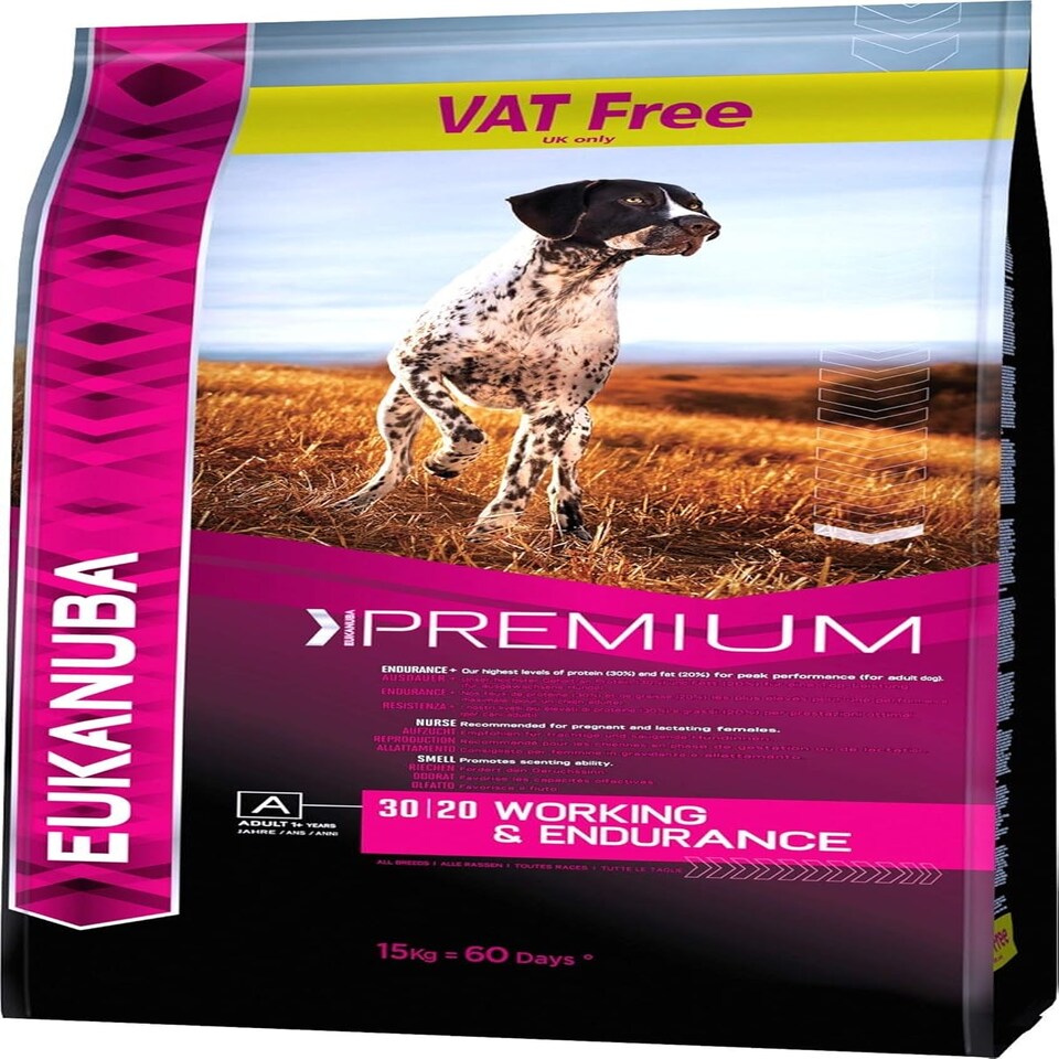 image 1 of EUKANUBA Dry Dog Food Premium Peformance for Adult Dogs, Working and Endurance Recipe with Chicken, 15 kg