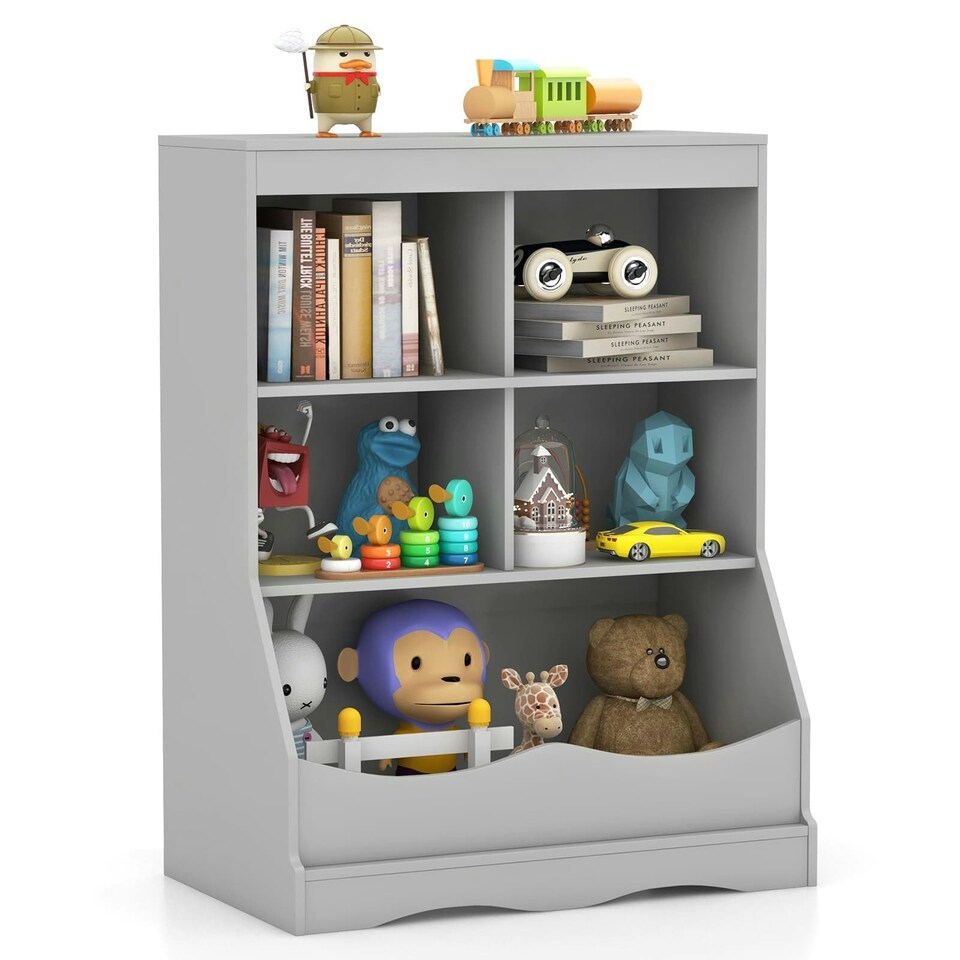 image 1 of COSTWAY Kids Storage Shelf Children Toy Storage Organizer | Grey