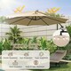image 5 of COSTWAY 303 cm Patio Parasol Solar LED Cantilever Offset Umbrella Cream