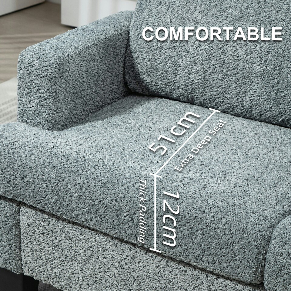 image 1 of HOMCOM 138 cm Chenille Fabric Loveseat Sofa with S-springs, Light Grey 