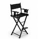 image 8 of Professional Black Wooden Folding Director Makeup Chair with 2 Storage Pouches | Black