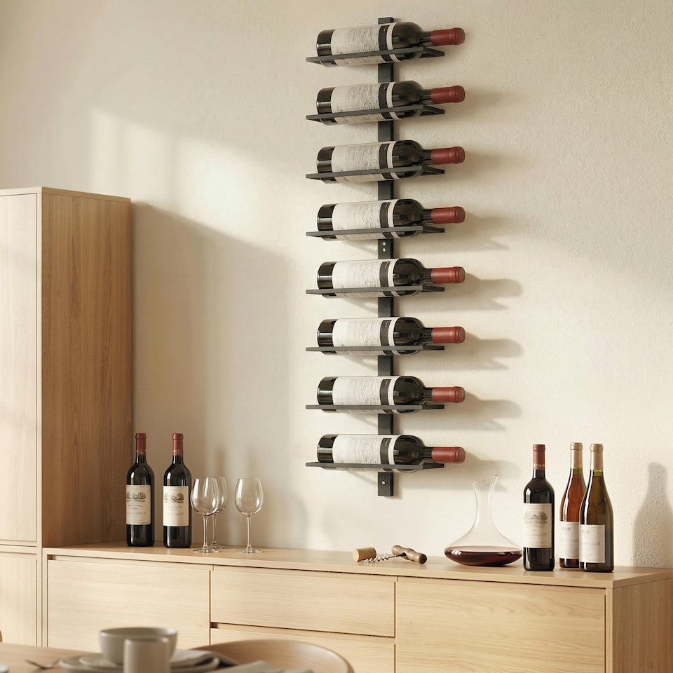 image 1 of HOMCOM Wall Mount Wine Rack for 8 Wine Bottles, Black