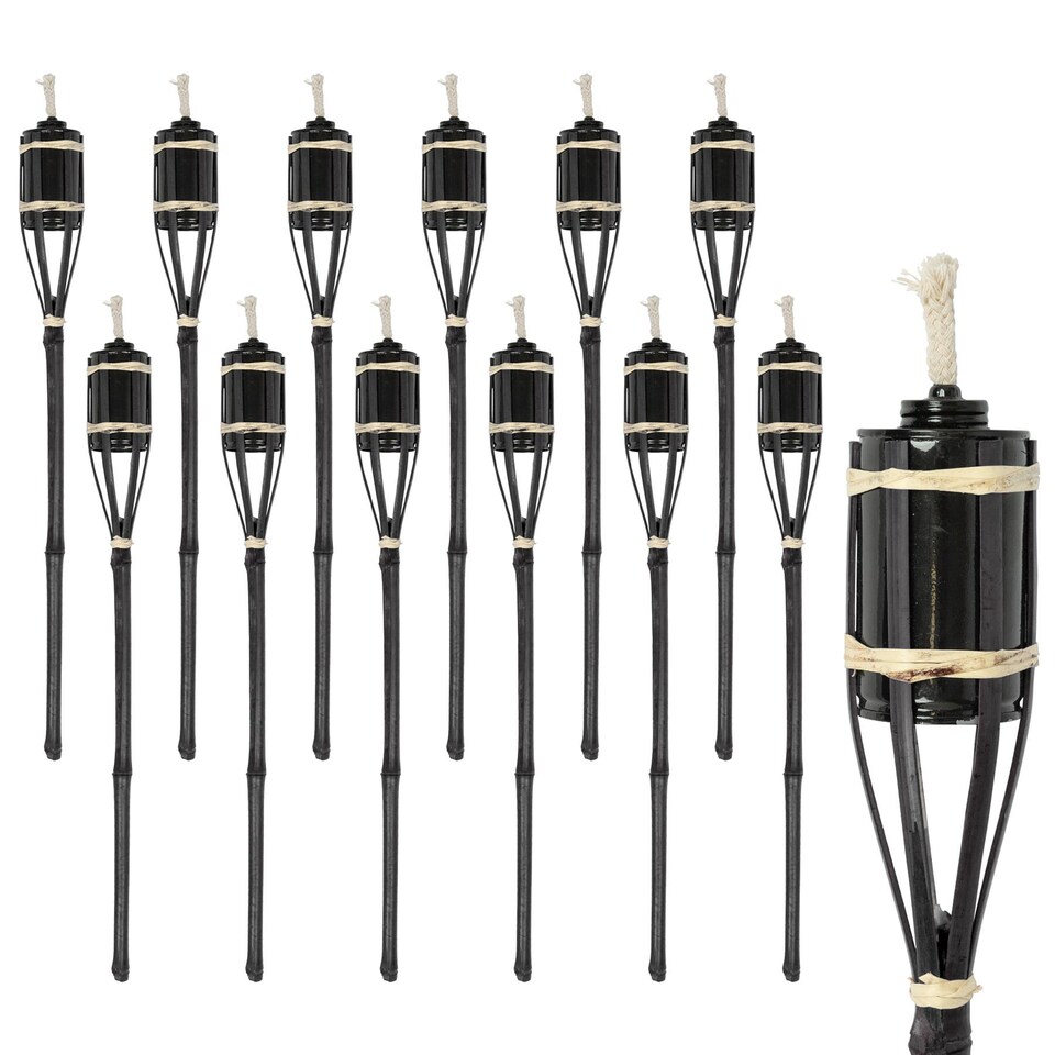 image 1 of Harbour Housewares Bamboo Garden Fire Torches - 60cm - Black - Pack of 12