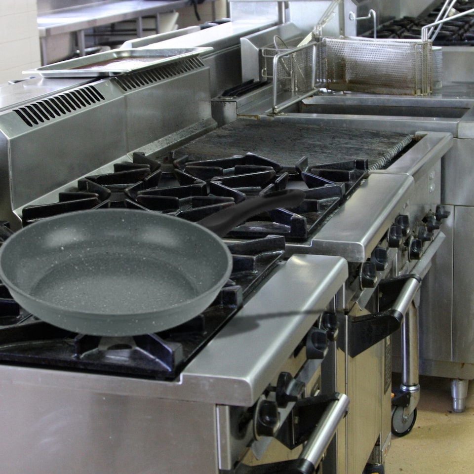 image 1 of 24cm Forged Carbon Steel Marble Grey Frying Pan