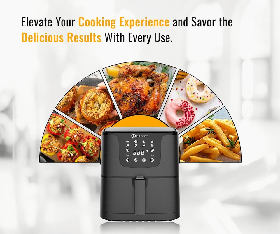 image 1 of 5.5L Digital Air Fryer with Timer and Low Fat Oil Free Black