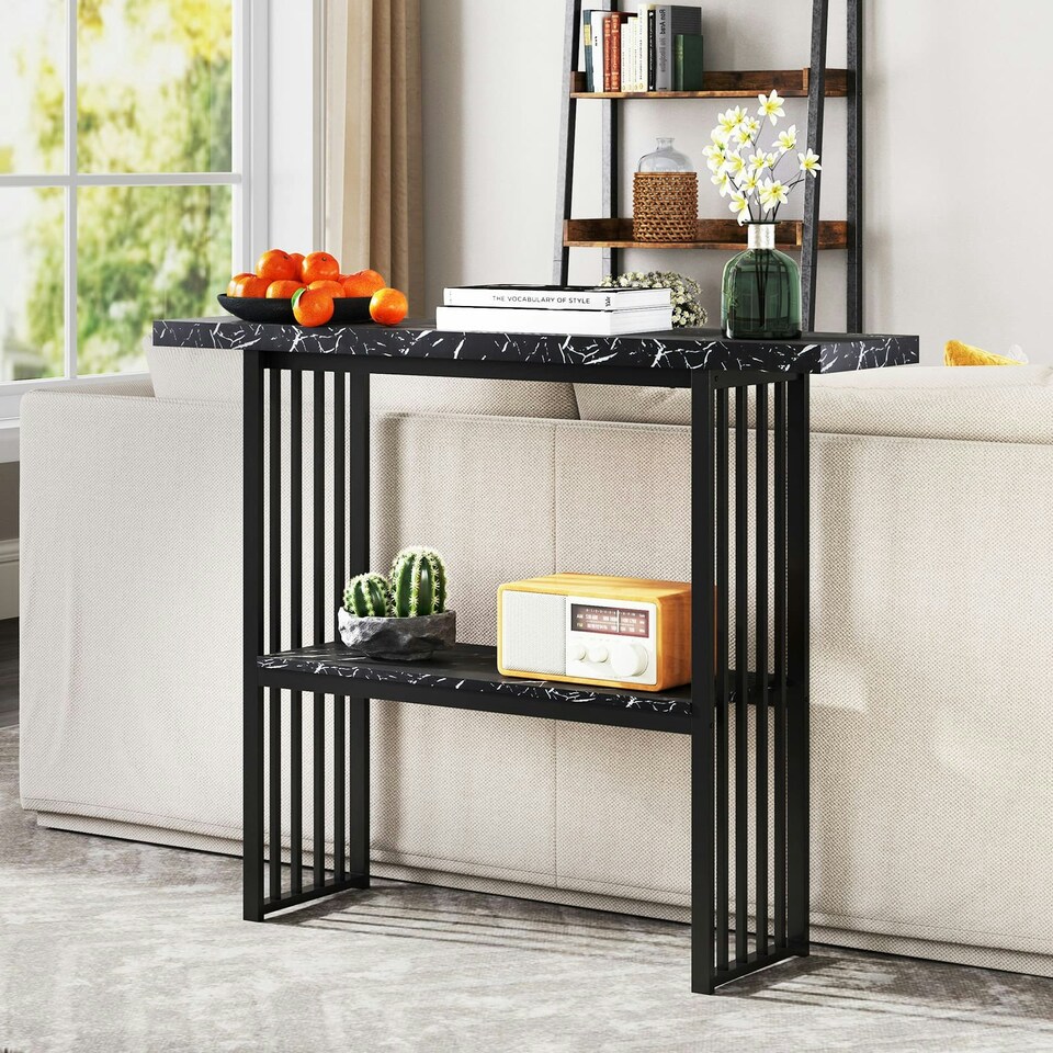 image 1 of COSTWAY 2-tier Console Table Entryway Table Black