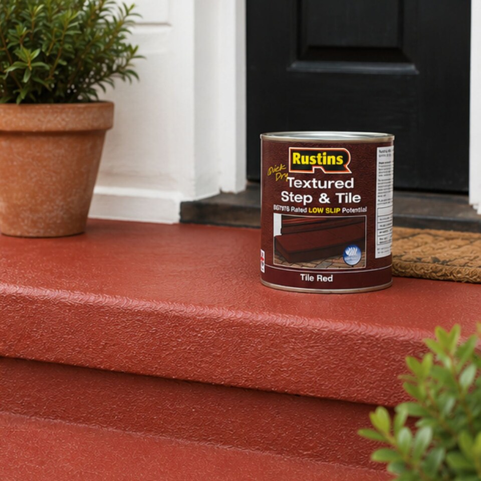 image 1 of Rustins Quick Dry Step and Tile Paint Red Textured 500ml | Red | 1