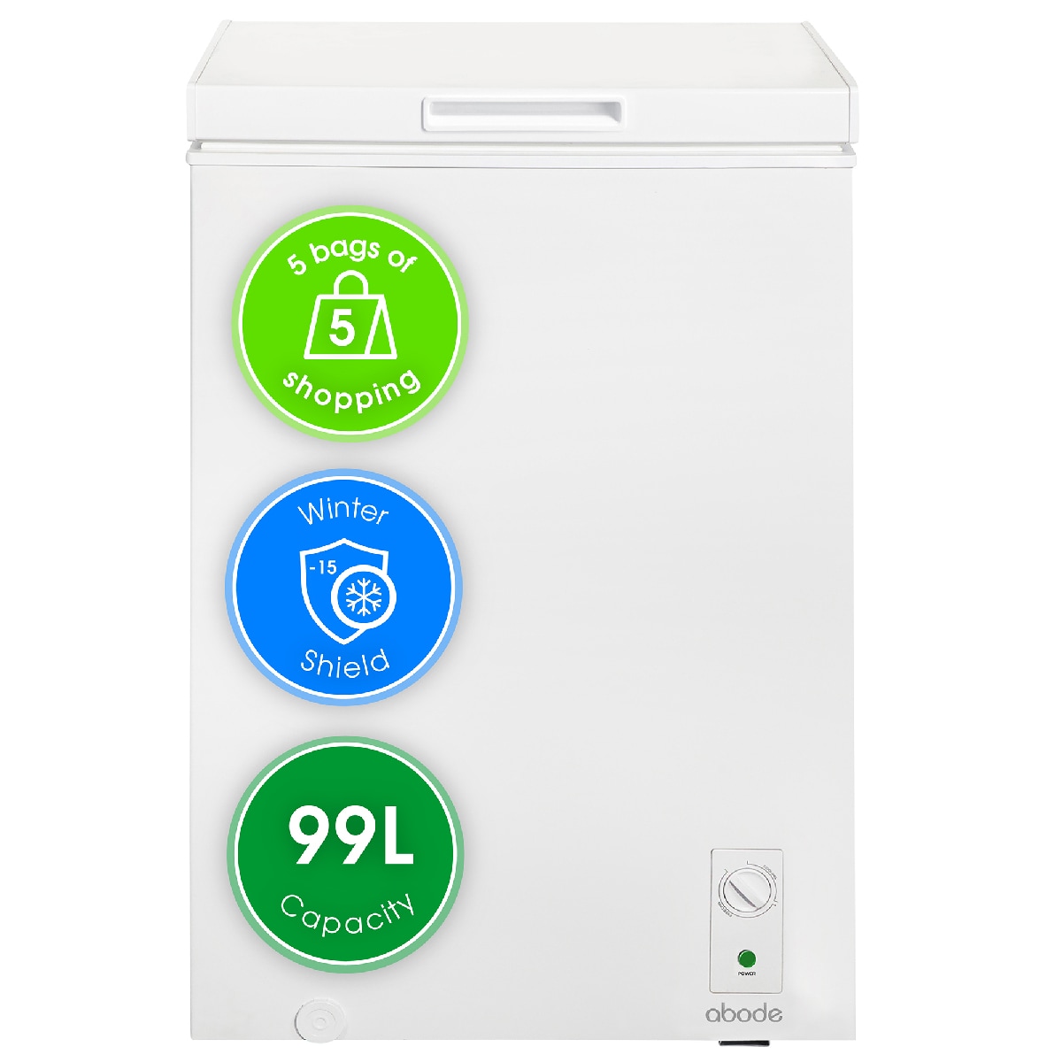 Abode A99CF0E1W Chest Freezer 99L White Suitable for Garages & Outbuildings