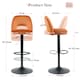 image 9 of SONARA Set of 1 Adjustable Velvet Upholstered Breakfast Bar Stools | Orange
