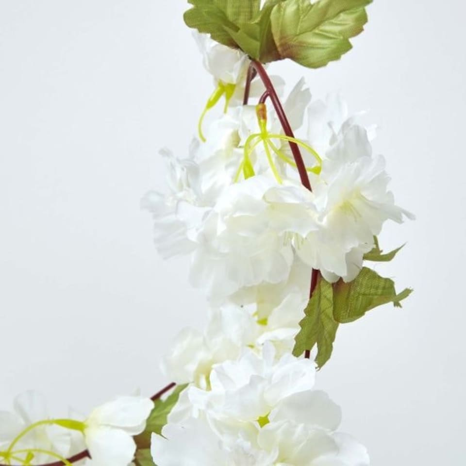 image 1 of Homescapes Set of 3 Cream, Cerise and Pink Artificial Blossom Flower Garlands, 5 Ft