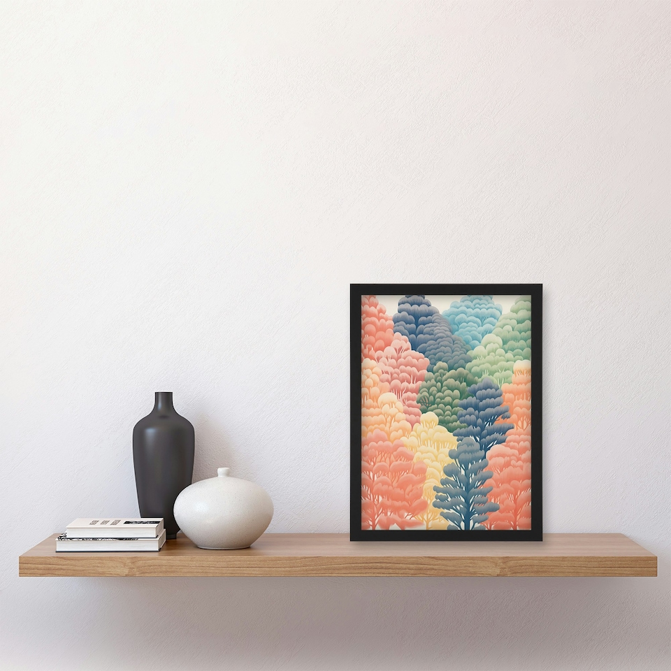 image 1 of Cant See the Wood for the Trees Pastel Home Decor Black Framed Wall Art Print A4