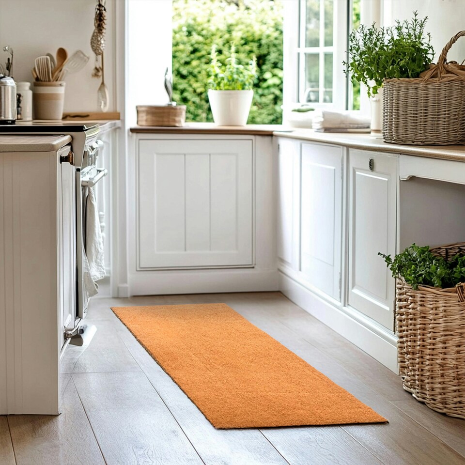 image 1 of Synthetic Coir Kitchen and Hallway Runner Rug Brown | 70cm x 220cm