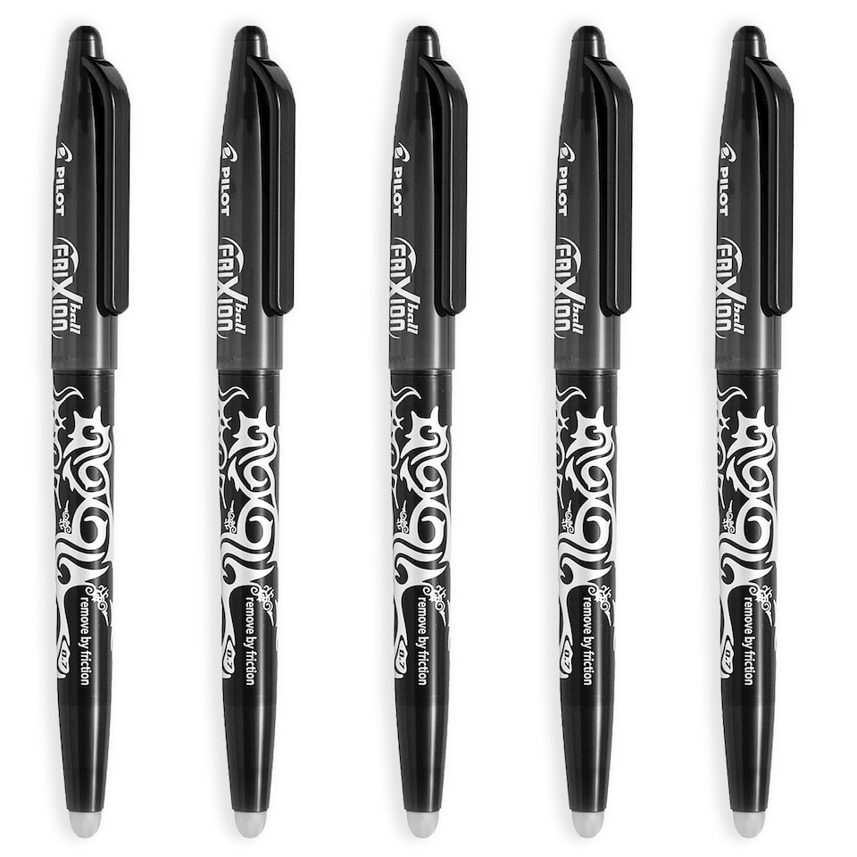 image 1 of Pilot Frixion Ball Rollerball Pen Medium 0.7mm Black Pack of 5