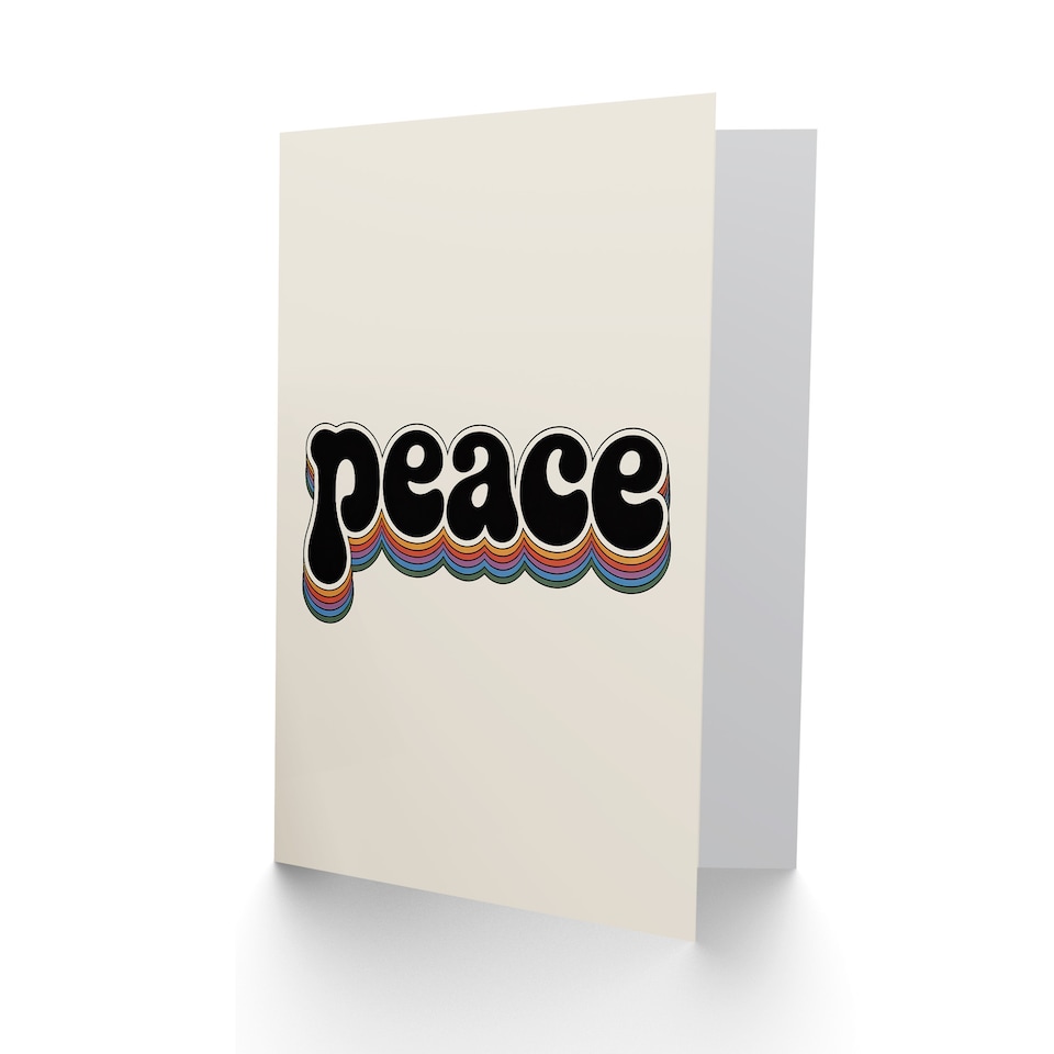 image 1 of Peace Colourful Retro Rainbow Font Typography Thinking Of You Greeting Card