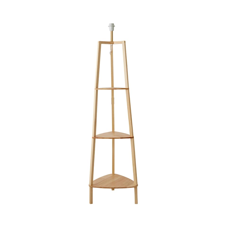 image 1 of ValueLights Hiru Natural Wood 3 Tier Shelf Floor Lamp | Brown