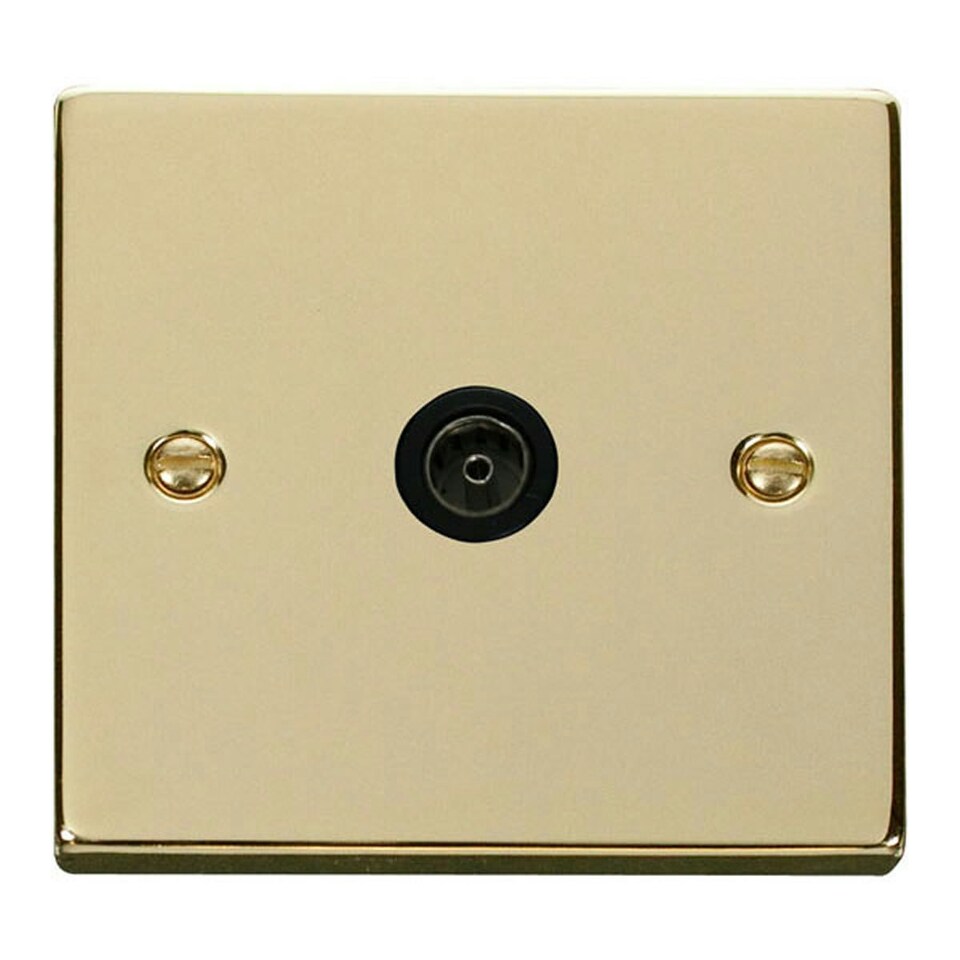 SE HOME Polished Brass 1 Gang Single Coaxial TV Socket Black | Polished Brass