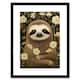 image 1 of Sloth Flowers Kids Bedroom Fun 9x7" Black Framed Wall Art Print