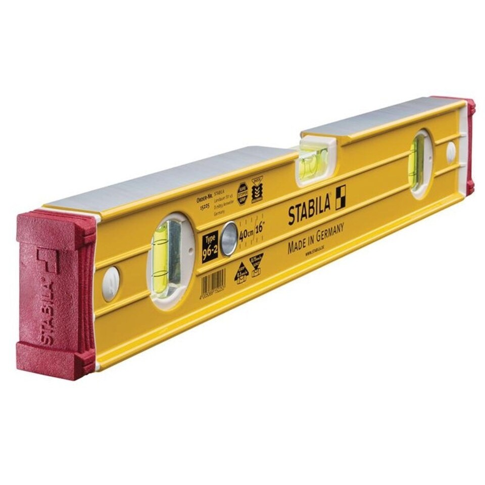 Stabila 96-2 Double Plumb Ribbed Box Section Level - Multi Colour - 40cm
