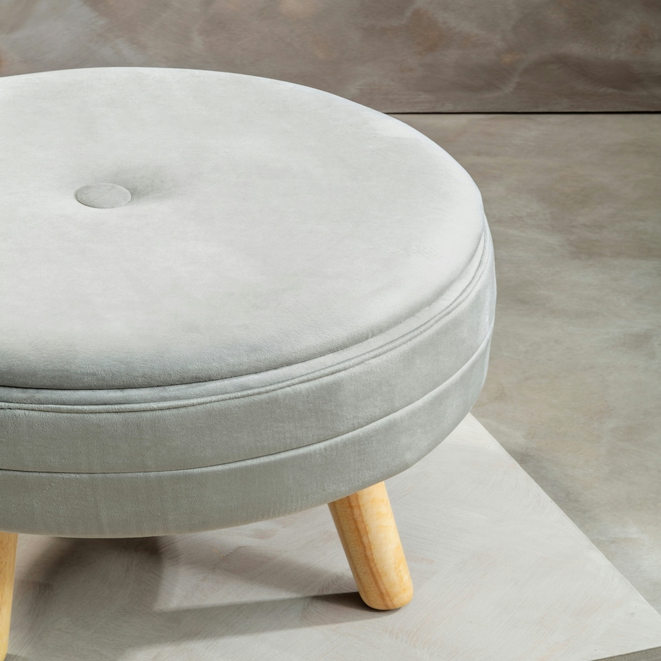 image 1 of Interiors By Premier Durable Grey Velvet Stool, Stylish Kitchen Bar Stool For Bedroom, Versatile Design Bar Stool For Guests